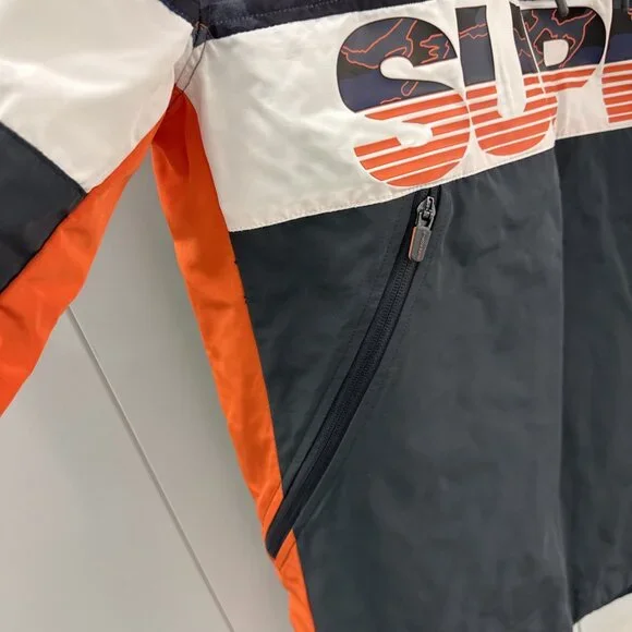 Superdry Ryley Overhead 1/4 Zip Jacket Smart Casual Lightweight Blue Camo Medium - Picture 4 of 11